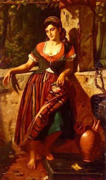 A Girl Of Maderia Oil Painting by William M. Hay