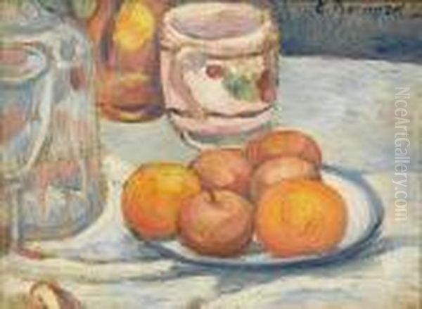 Nature Morte Aux Pommes Oil Painting by Emile Bernard