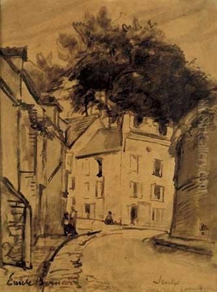 Une Rue Parisienne Oil Painting by Emile Bernard