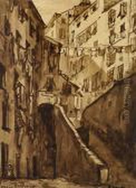 Street Scene In Genoa Oil Painting by Emile Bernard