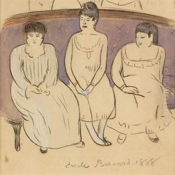 Les Trois Prostituees Oil Painting by Emile Bernard