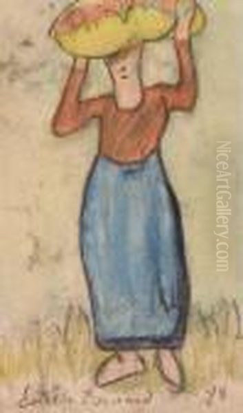 Porteuse De Pommes Oil Painting by Emile Bernard