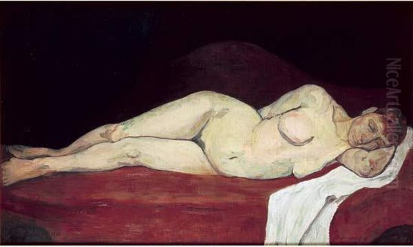 Femme Couchee Sur Un Divan, 1887. Oil Painting by Emile Bernard