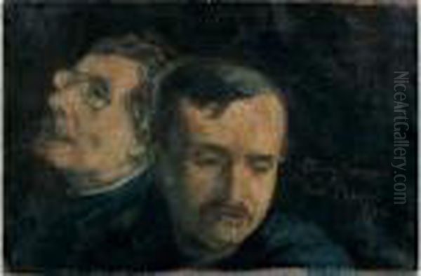 Portrait De Paul Claudel Et D'elimir Bourges - 1910 Oil Painting by Emile Bernard