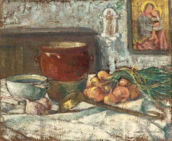 Nature Morte Aux Oignons Oil Painting by Emile Bernard