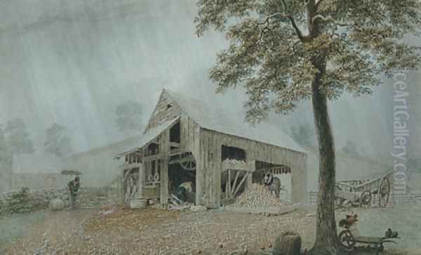 Rainstorm - Cider Mill at Redding, Connecticut Oil Painting by George Harvey