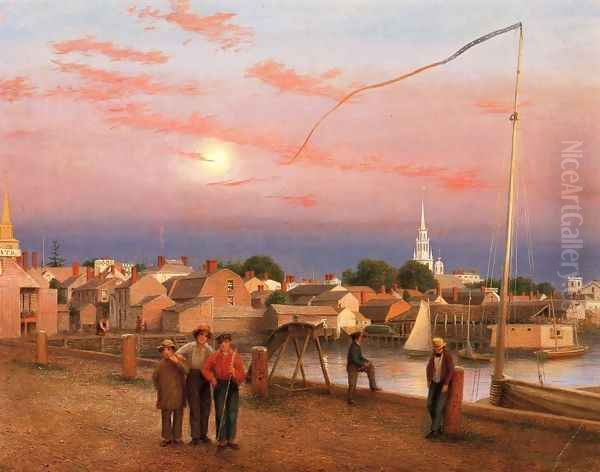 Twilight, Newport Harbor Oil Painting by George Harvey