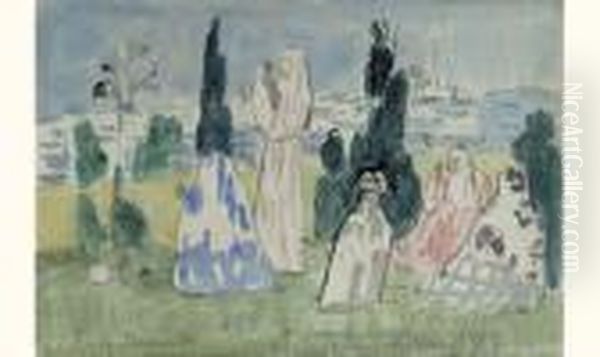 Femmes Ottomanes Sur Les Hauteurs De Constantinople Oil Painting by Emile Bernard