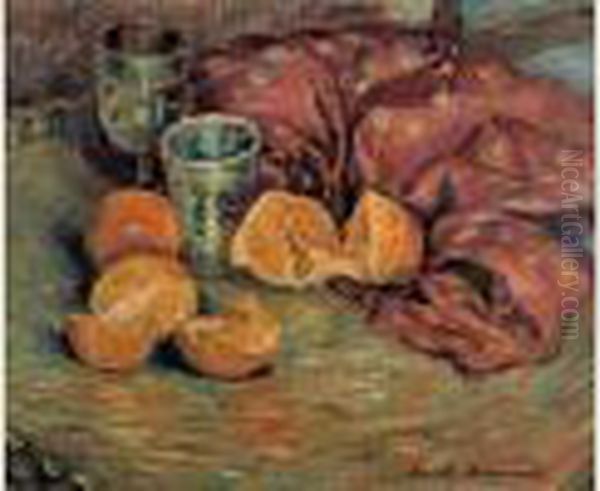 Nature Morte Aux Oranges Sur Une Table Oil Painting by Emile Bernard