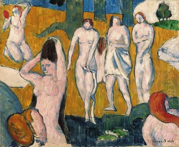 Baigneuses Oil Painting by Emile Bernard