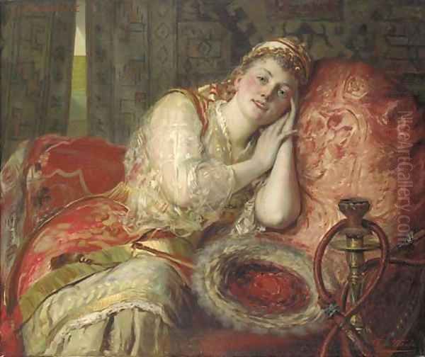 An odalisque Oil Painting by Leon Herbo