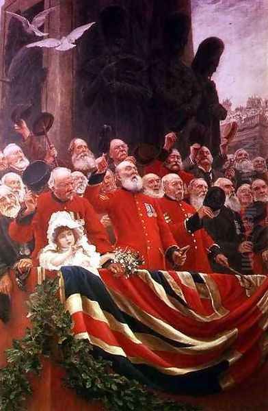 The Guards Cheer Oil Painting by Sir Hubert von Herkomer