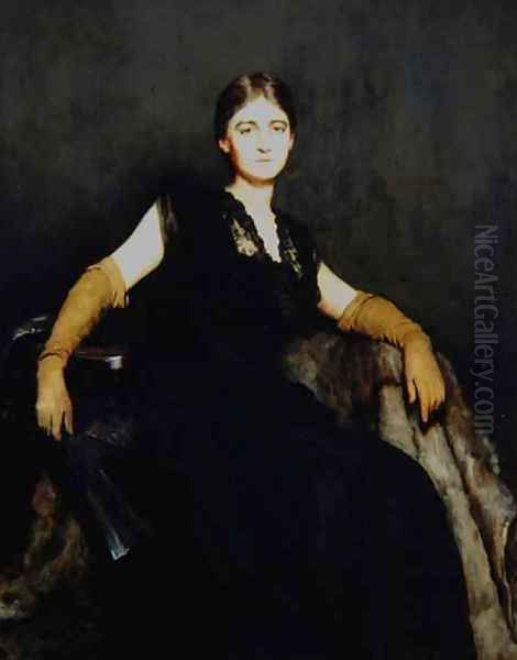 Entranced The Lady in Black Portrait of Miss Philsby Oil Painting by Sir Hubert von Herkomer