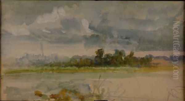 One of the Three Landscape Sketches 2 Oil Painting by Sir Hubert von Herkomer