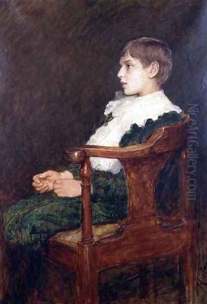 Portrait of the Artists Son Lorenz Oil Painting by Sir Hubert von Herkomer