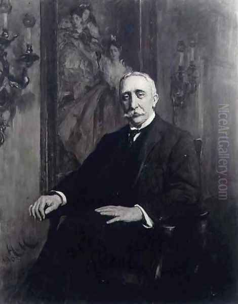 Portrait of Sir Carl Meyer 1851-1922 Oil Painting by Sir Hubert von Herkomer