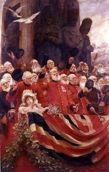 The Old Guards Cheer Oil Painting by Sir Hubert von Herkomer