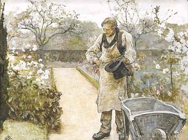 The old gardener Oil Painting by Sir Hubert von Herkomer