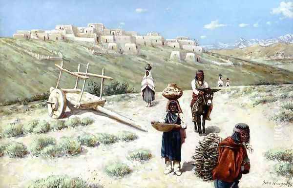 Near Laguna Pueblo Oil Painting by John Hauser