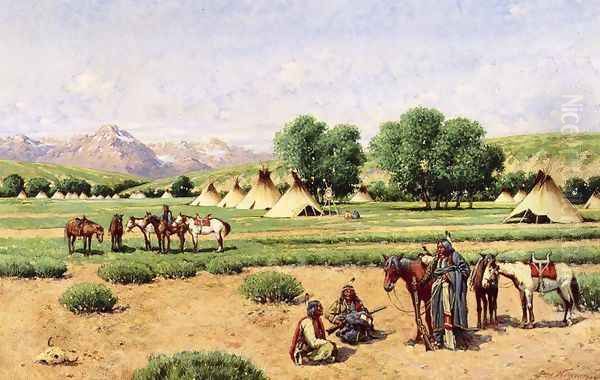 Chief's Pow Wow Oil Painting by John Hauser