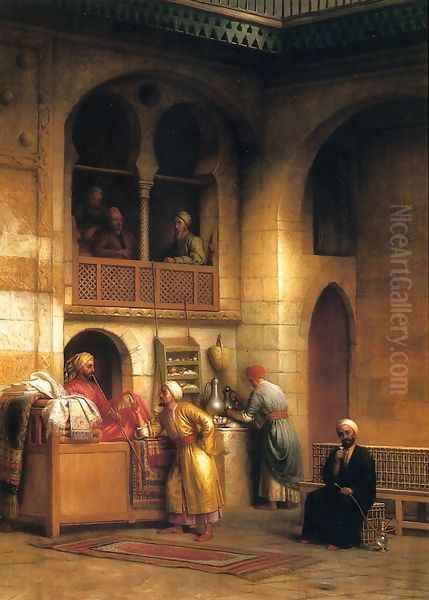 Rug Bazaar, Cairo Oil Painting by George Henry Hall