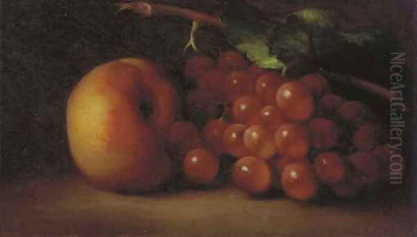 A Still Life with Grapes and a Peach Oil Painting by George Henry Hall