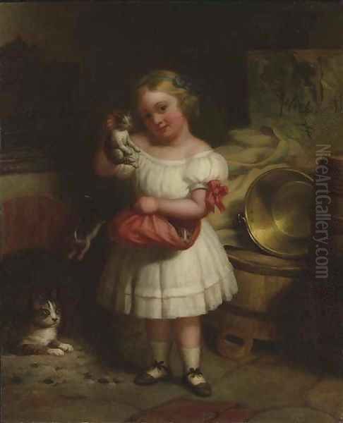 Her Favorite Kitten Oil Painting by George Henry Hall