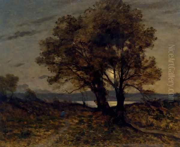 Paysage Au Clair de Lune Oil Painting by Henri-Joseph Harpignies