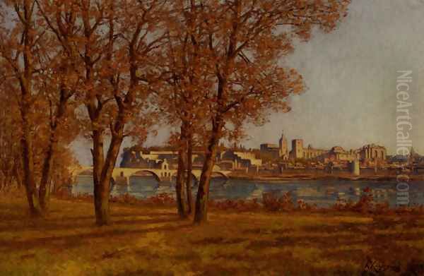 Le Chateau Des Papes A Avignon Oil Painting by Henri-Joseph Harpignies