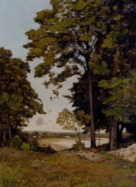 A Summer's Day On The Banks Of The Allier Oil Painting by Henri-Joseph Harpignies