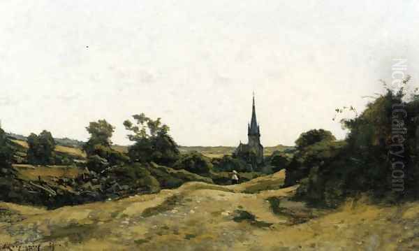 Église de St Privé, Yonne Oil Painting by Henri-Joseph Harpignies