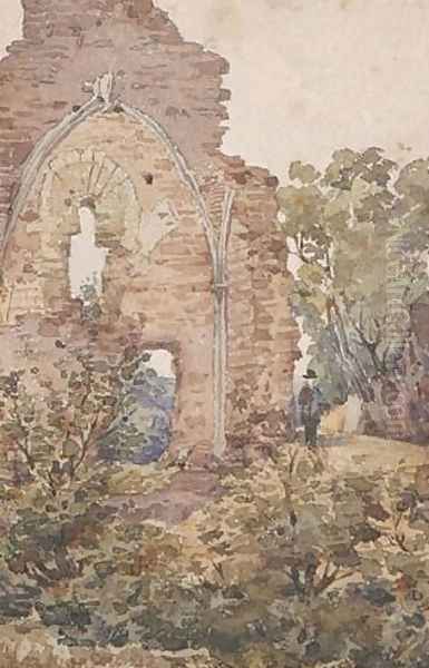 Figure By Ruins Oil Painting by Henri-Joseph Harpignies