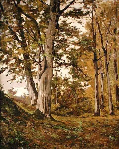 Forest at Fontainebleau Oil Painting by Henri-Joseph Harpignies