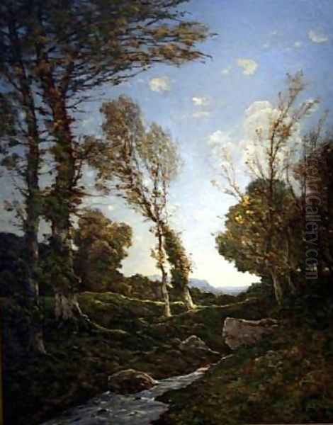 Grande Paysage, 'Le Ruisseau, Paysage D'Automne' (The Brook, Autumn Landscape) Oil Painting by Henri-Joseph Harpignies