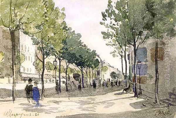 Un boulevard à Paris Oil Painting by Henri-Joseph Harpignies