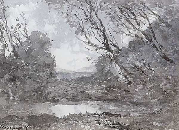 Woodland Landscape with a Pond Oil Painting by Henri-Joseph Harpignies