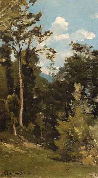 George Biussem, Fort de Fontainbleau Oil Painting by Henri-Joseph Harpignies