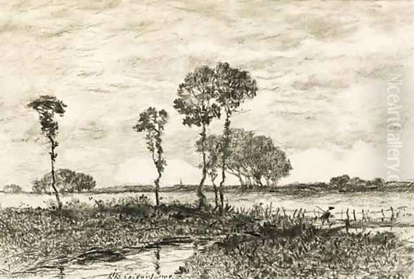 Landscape with a stream and trees Oil Painting by Henri-Joseph Harpignies