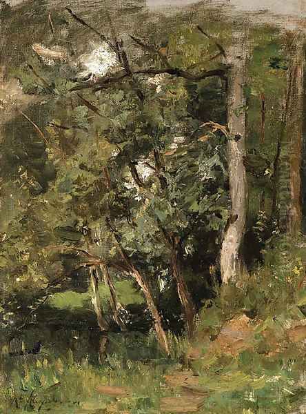 A thick forest Oil Painting by Henri-Joseph Harpignies