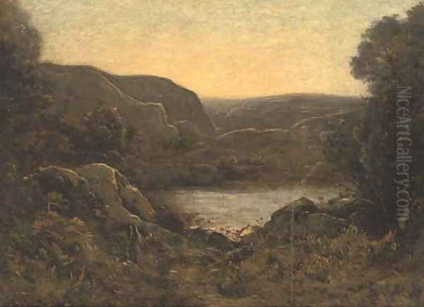 Before the lake at dusk Oil Painting by Henri-Joseph Harpignies