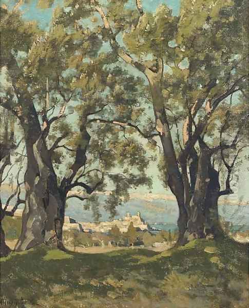 Fort d'Antibes a view of the fortress of Antibes Oil Painting by Henri-Joseph Harpignies