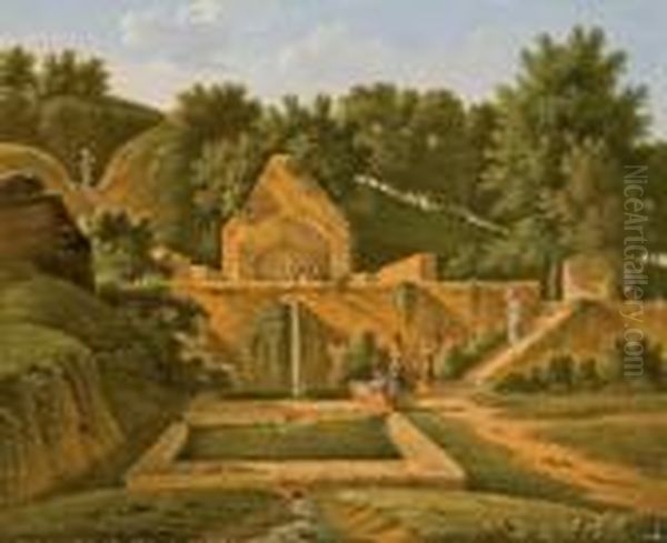 Fontaine Dans Un Jardin Oil Painting by Jean-Victor Bertin