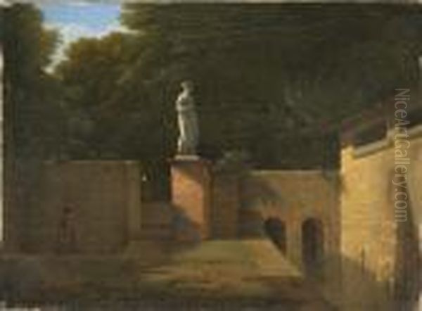 Statue Antique Dans Un Parc Italien Oil Painting by Jean-Victor Bertin