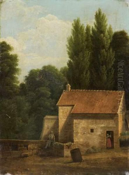 Une Maison A L'entree D'un Parc Oil Painting by Jean-Victor Bertin