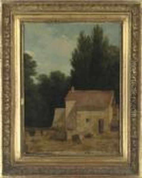 View Of A Farm Outbuilding In A Landscape Oil Painting by Jean-Victor Bertin