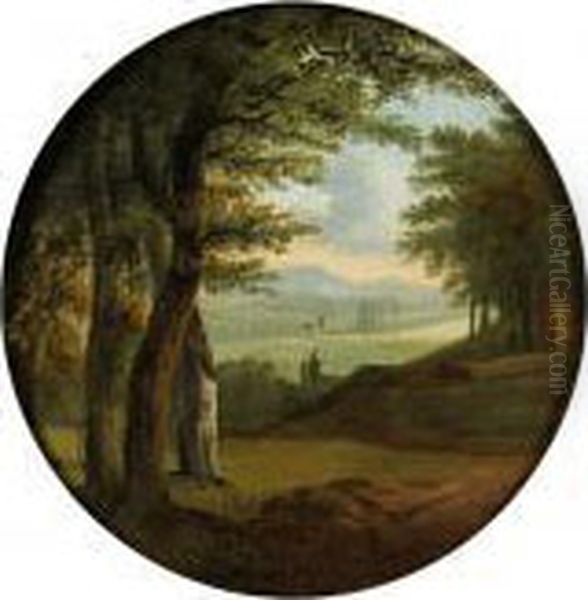 Paysage Aux Grands Arbres. Oil Painting by Jean-Victor Bertin