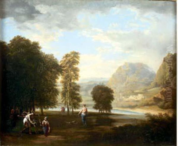 Paysage Avec Des Personnages Oil Painting by Jean-Victor Bertin