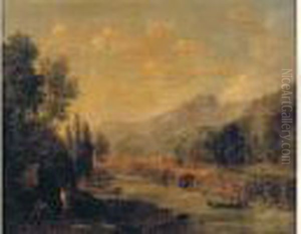 Paysage Classique A La Riviere Oil Painting by Jean-Victor Bertin