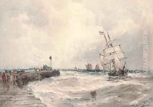 Entering port Oil Painting by Thomas Bush Hardy