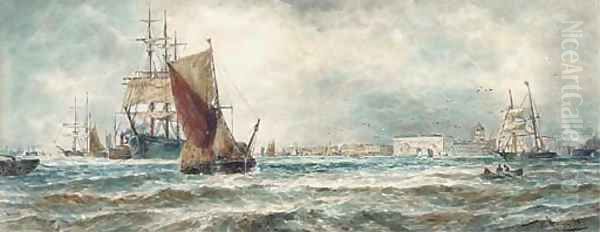 Shipping on the Thames at Greenwich Oil Painting by Thomas Bush Hardy